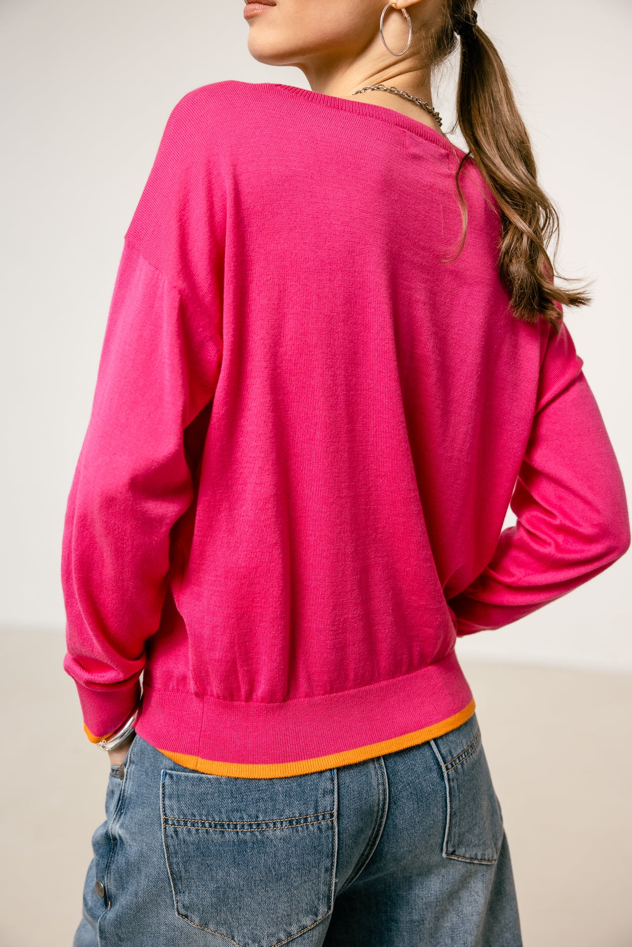 

Pull fin en maille Femme Primo pink fluo / orange | Freeman T. Porter
