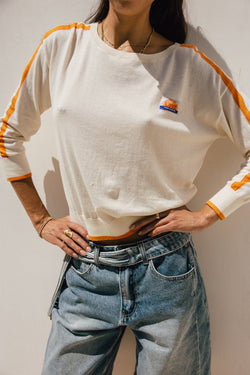 

Pull leger en maille col rond Femme Primo off white / orange | Freeman T. Porter