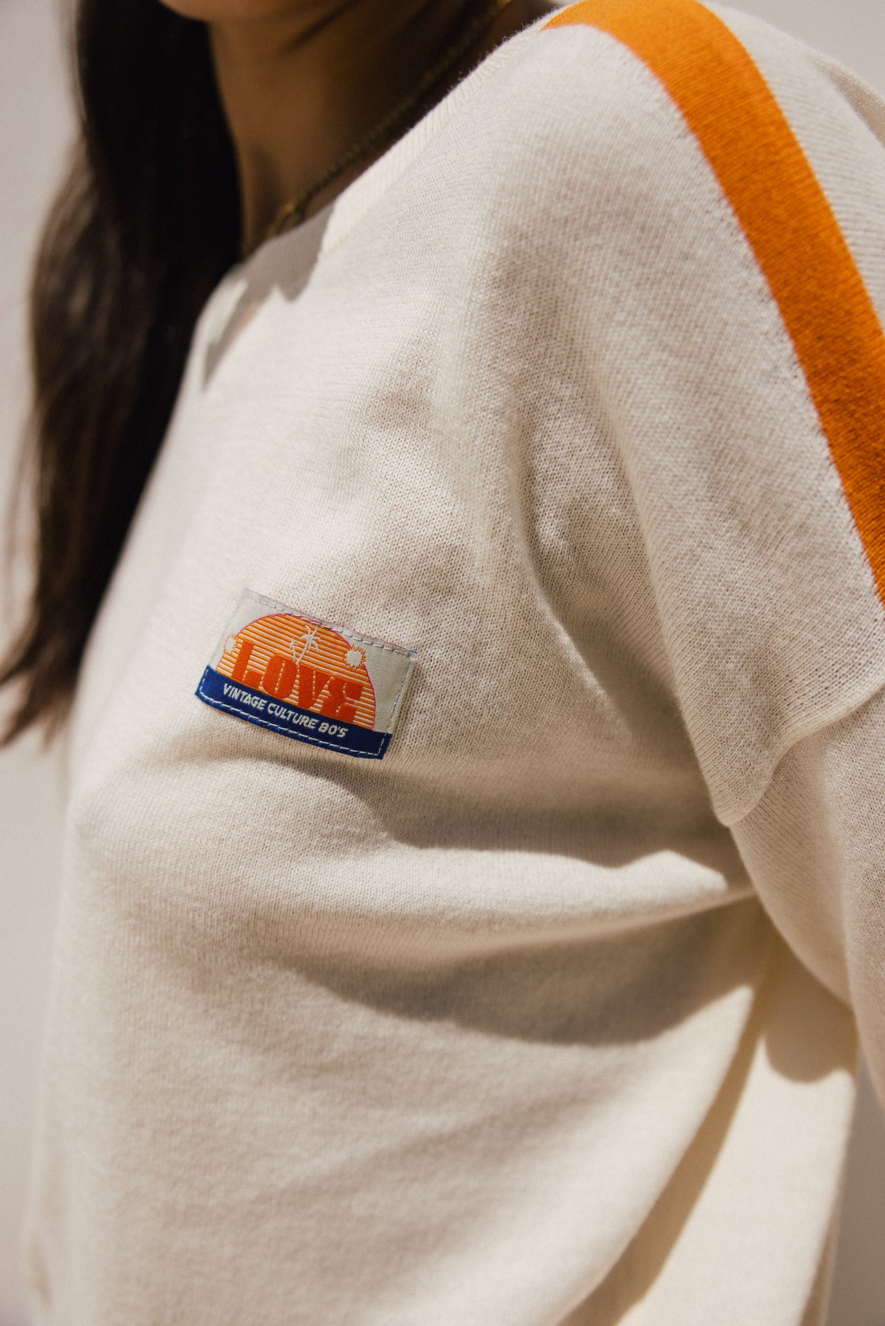 

Pull leger en maille col rond Femme Primo off white / orange | Freeman T. Porter