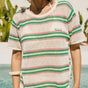 

T-shirt en maille ajouré rayé Femme Tallay off white / green | Freeman T. Porter