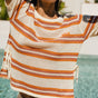 

T-shirt en maille ajouré rayé Femme Tallay off white / orange | Freeman T. Porter