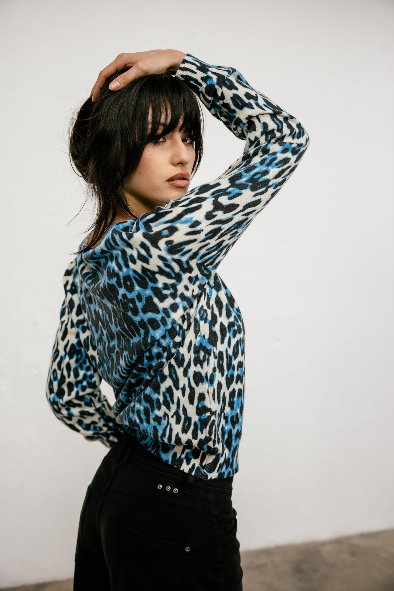 

Pull imprimé léopard Femme Parina Gradient Leo electric blue | Freeman T. Porter