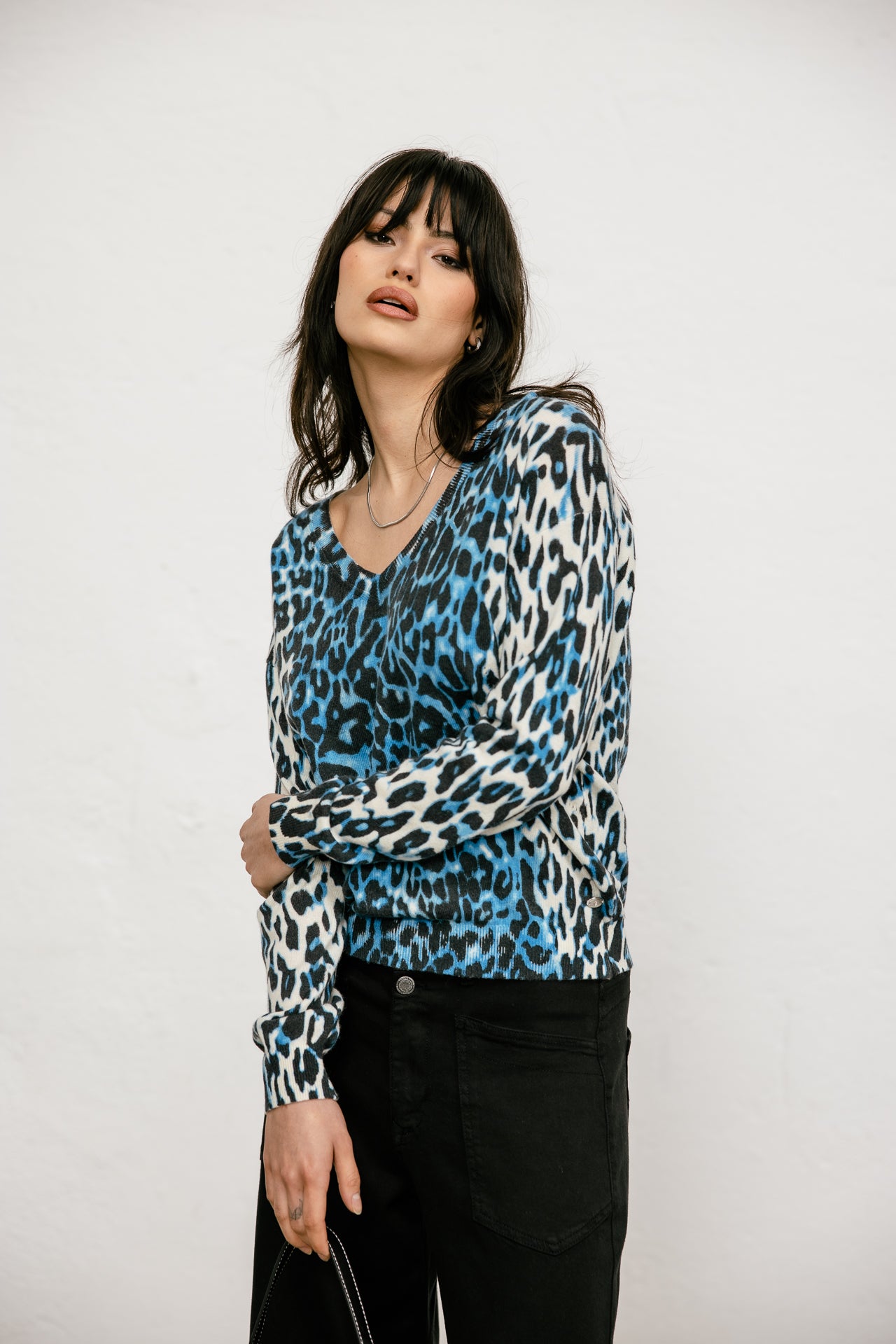 

Pull imprimé léopard Femme Parina Gradient Leo electric blue | Freeman T. Porter