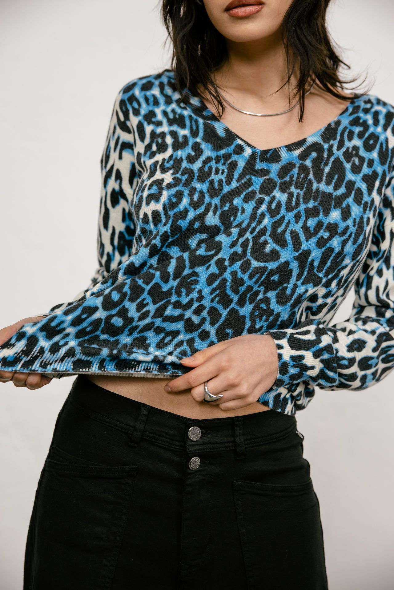 

Pull imprimé léopard Femme Parina Gradient Leo electric blue | Freeman T. Porter