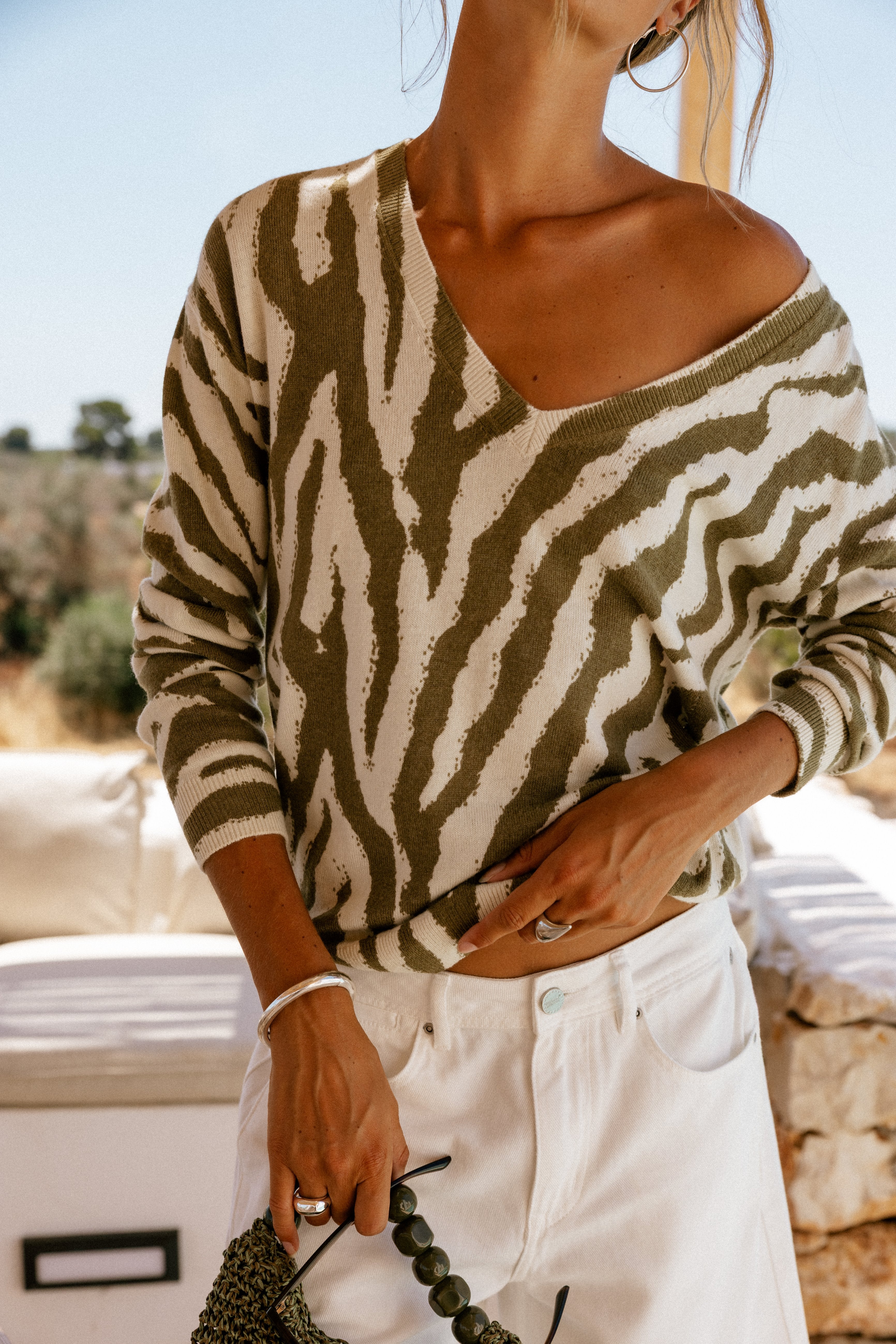 

Pull imprimé zèbre Femme Parina Zebryne nutria | Freeman T. Porter