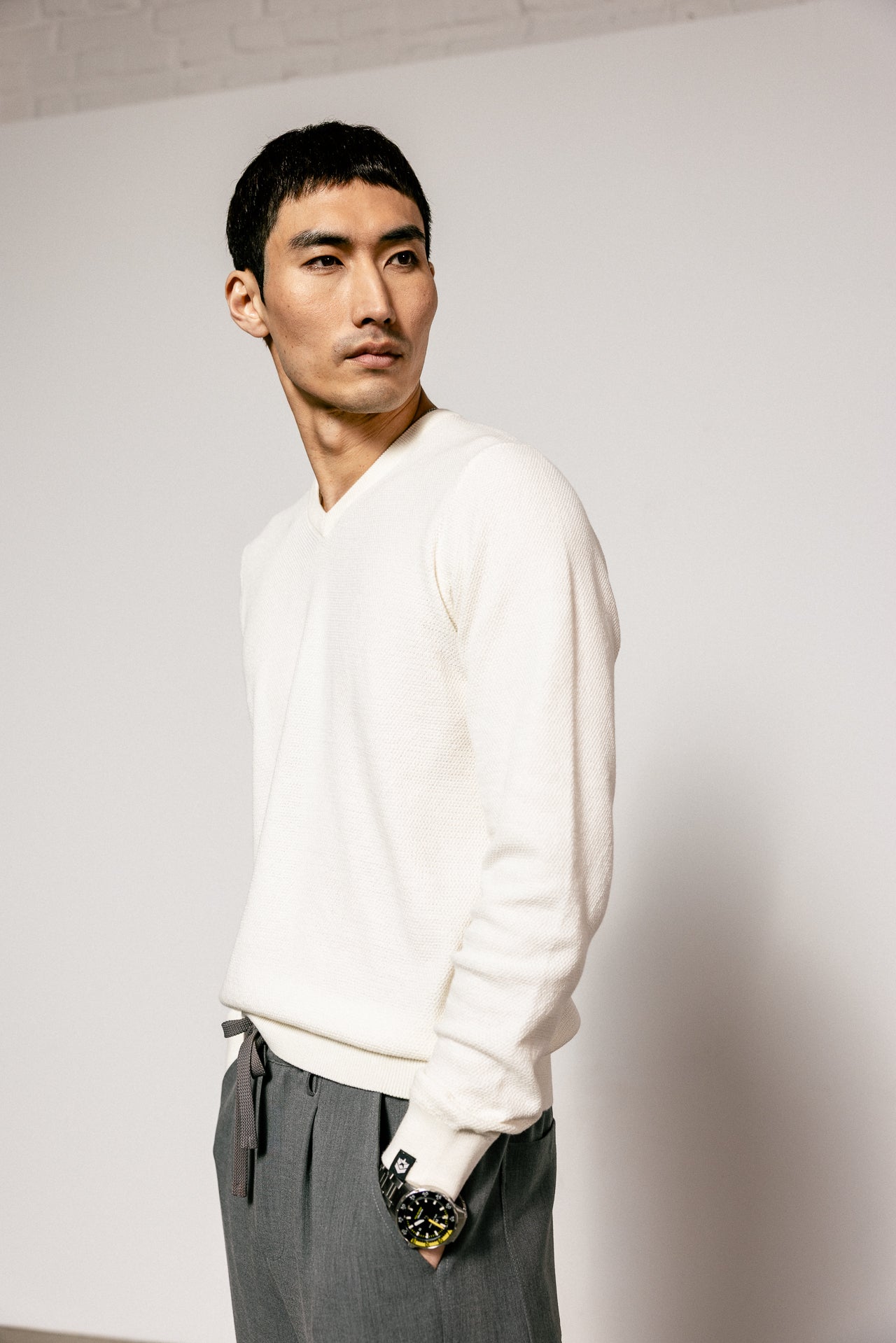 

Pull coupe droite Homme Edgar Pima egret | Freeman T. Porter