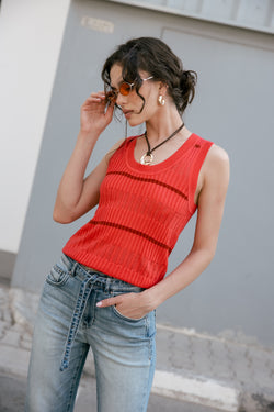 

Strick-Top Damen Dulcia Fancy Rib spiced coral | Freeman T. Porter