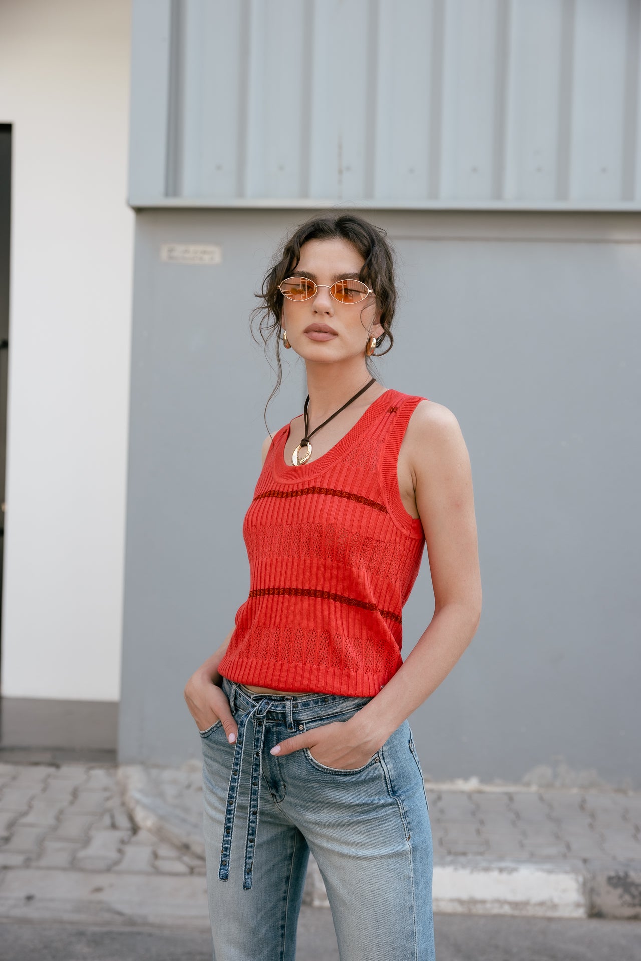 

Débardeur en maille Femme Dulcia Fancy Rib spiced coral | Freeman T. Porter