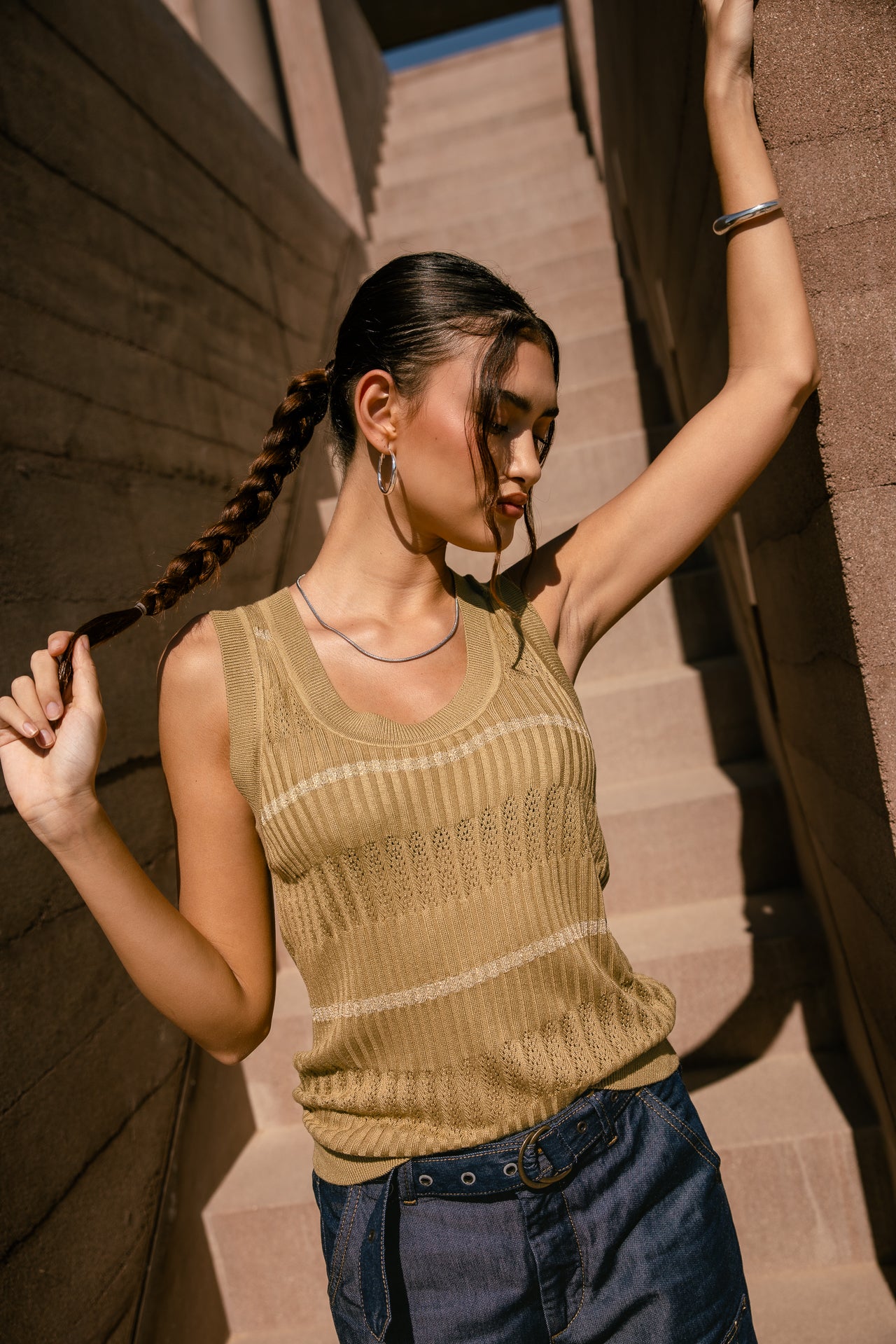 

Débardeur en maille Femme Dulcia Fancy Rib bronze | Freeman T. Porter