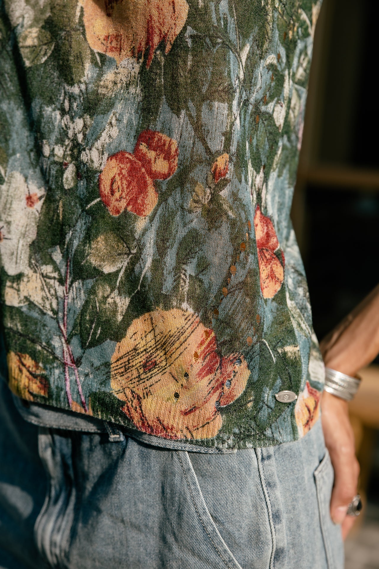 

Gestricktes Tanktop Damen Dulcia Flowers green | Freeman T. Porter