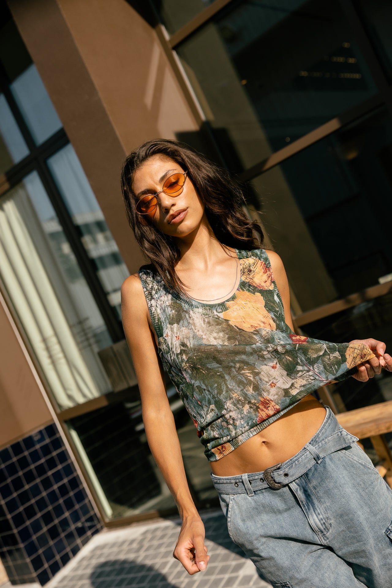 

Gestricktes Tanktop Damen Dulcia Flowers green | Freeman T. Porter