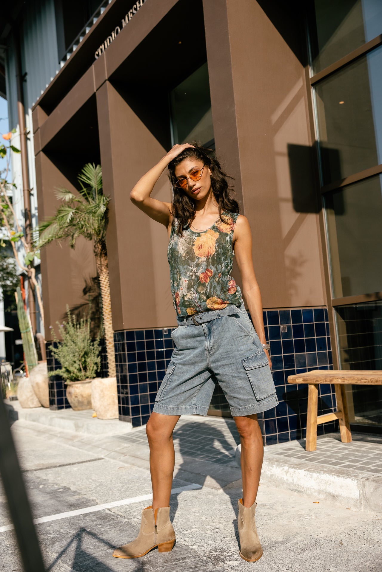 

Gestricktes Tanktop Damen Dulcia Flowers green | Freeman T. Porter