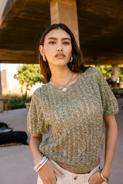 

Strickpullover mit Lochmuster Damen Peronelle Chine moss | Freeman T. Porter