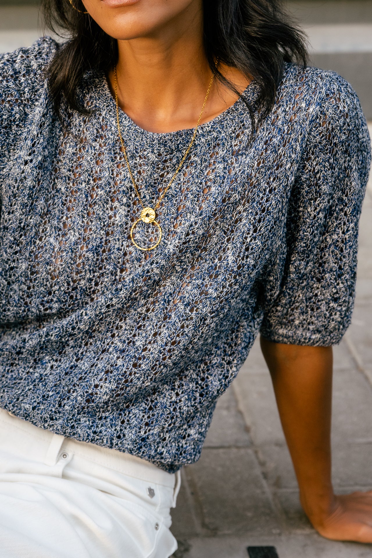 
              

Pull en maille ajourée Femme Peronelle Chine electric blue | Freeman T. Porter
            