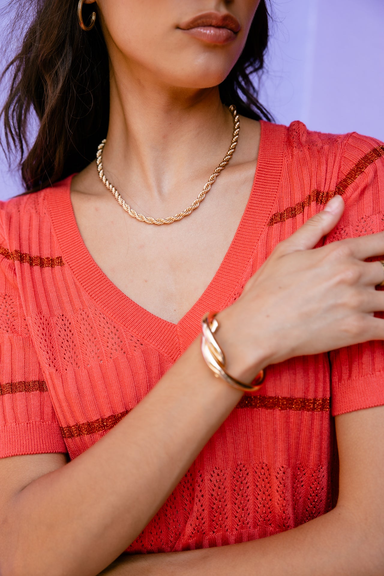 

Pull manches courtes Femme Polane Fancy Rib spiced coral | Freeman T. Porter