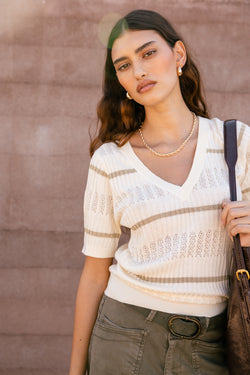 

Pull manches courtes Femme Polane Fancy Rib pearled ivory | Freeman T. Porter