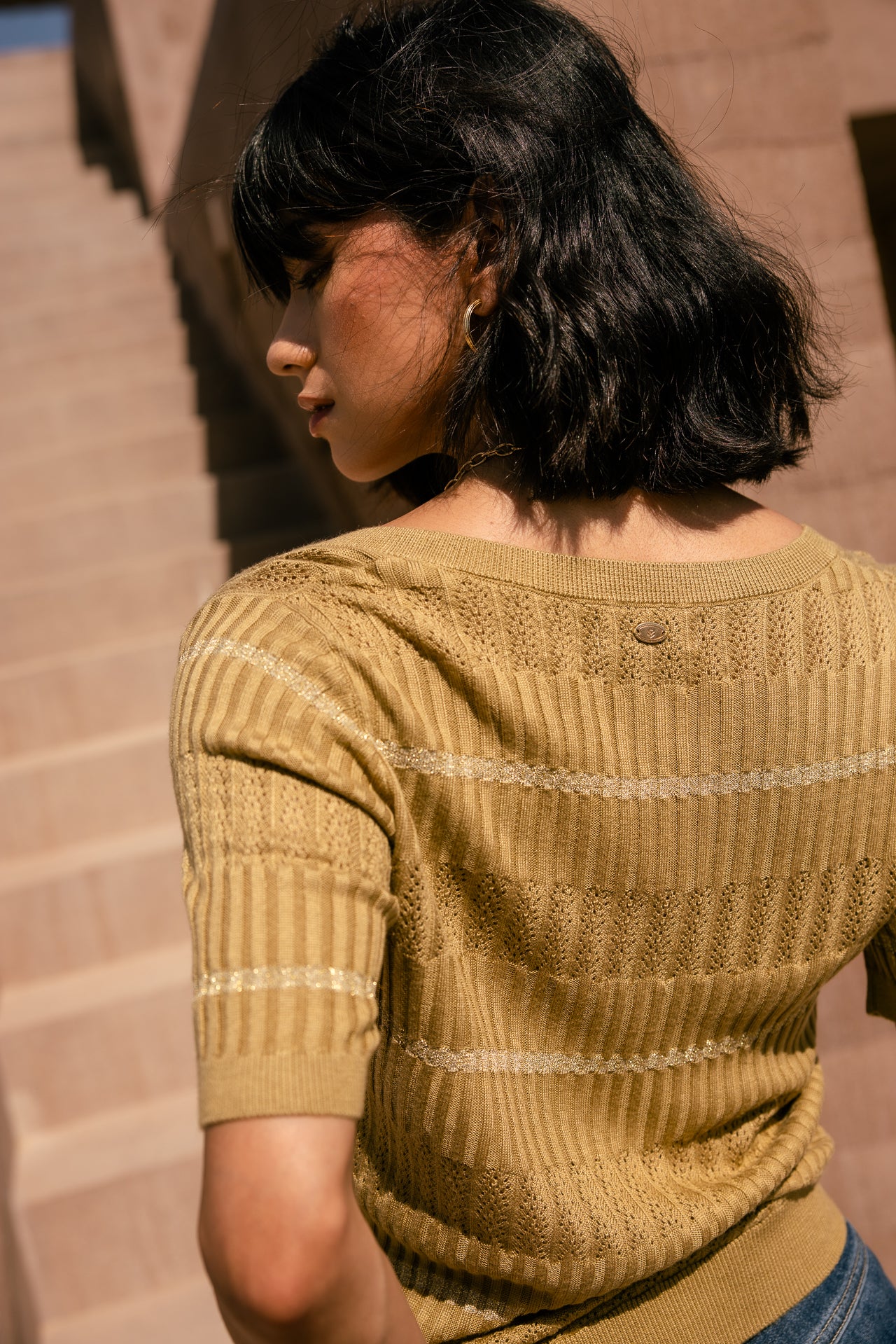 

Pull manches courtes Femme Polane Fancy Rib bronze | Freeman T. Porter