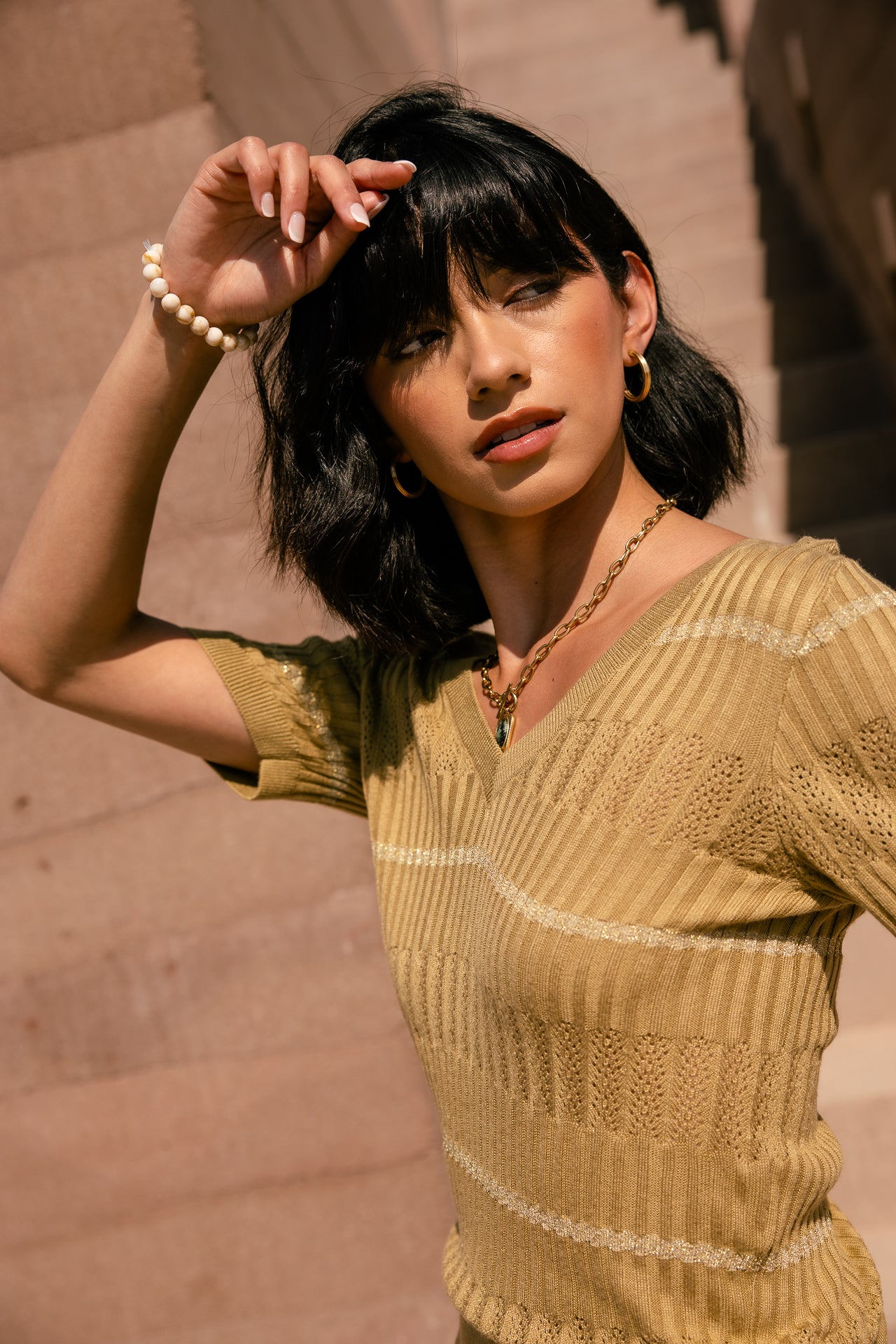 

Pull manches courtes Femme Polane Fancy Rib bronze | Freeman T. Porter