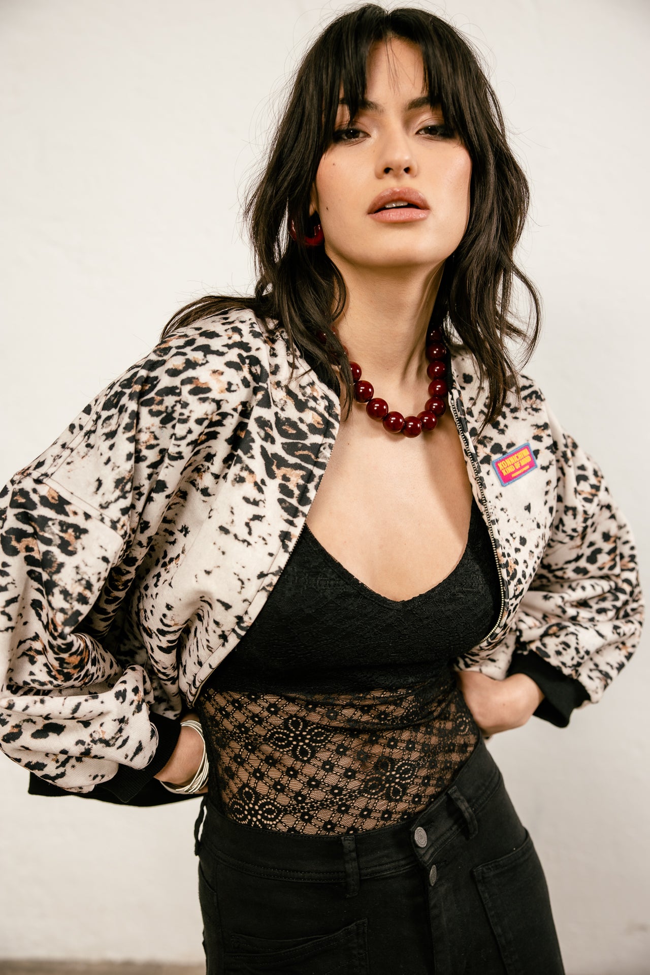 

Veste zippée imprimée Femme Vega Leo Bleached off white | Freeman T. Porter