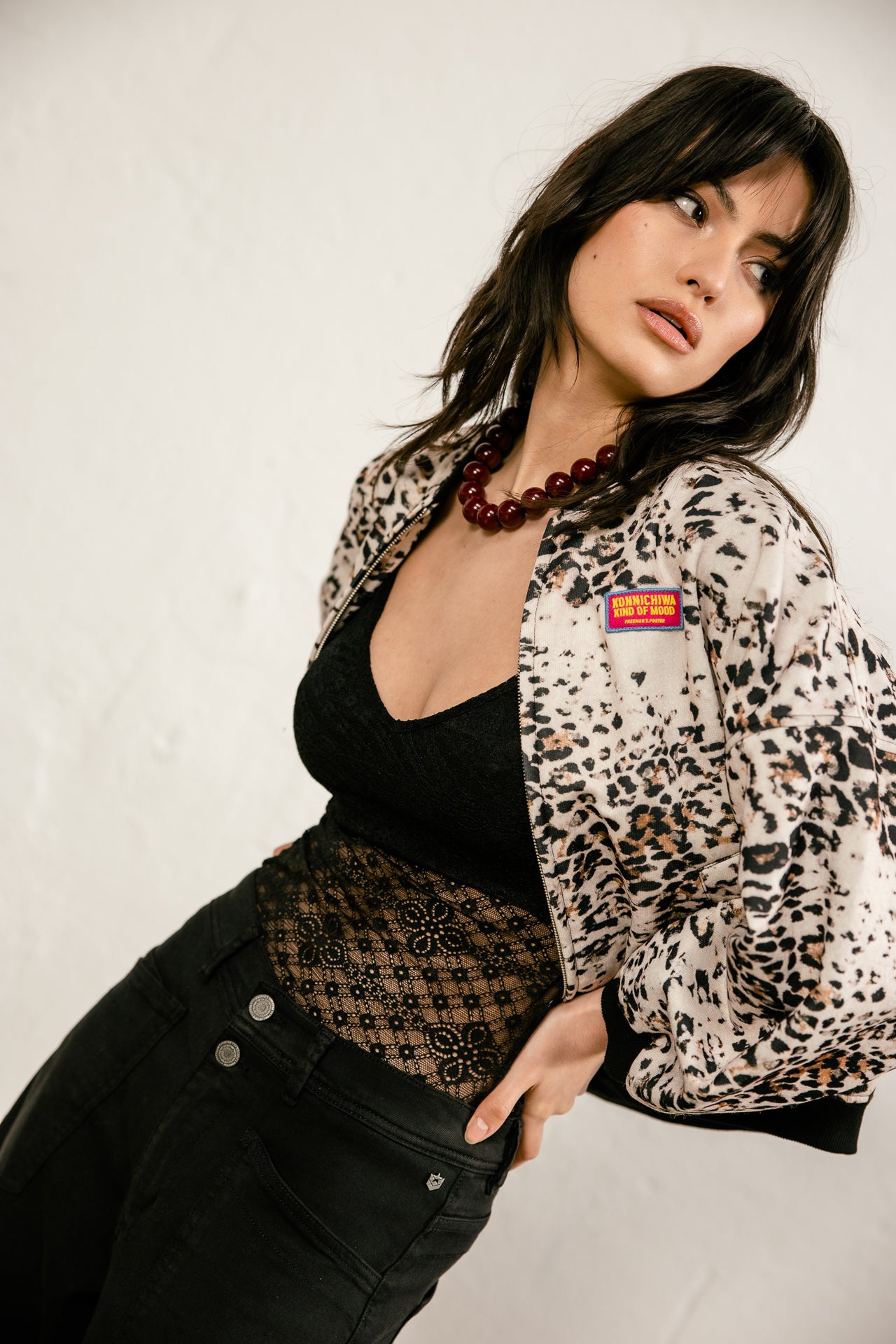 

Veste zippée imprimée Femme Vega Leo Bleached off white | Freeman T. Porter