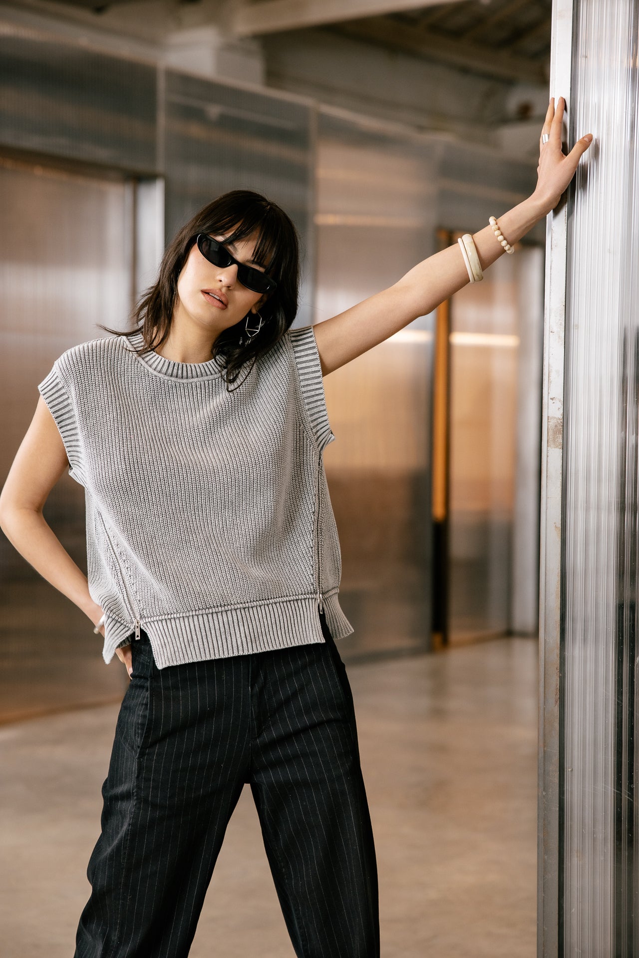 

Pull sans manche zippé Femme Phancy Summer grey | Freeman T. Porter