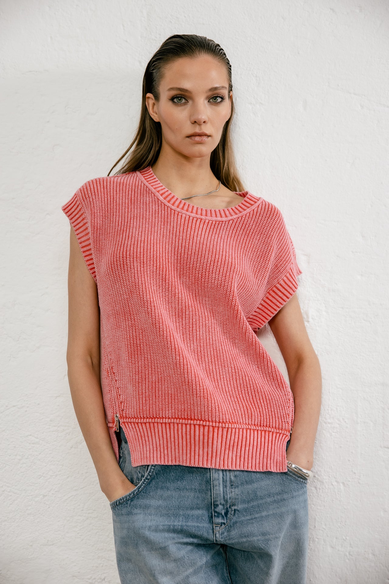 

Pull sans manche zippé Femme Phancy Summer hibiscus | Freeman T. Porter