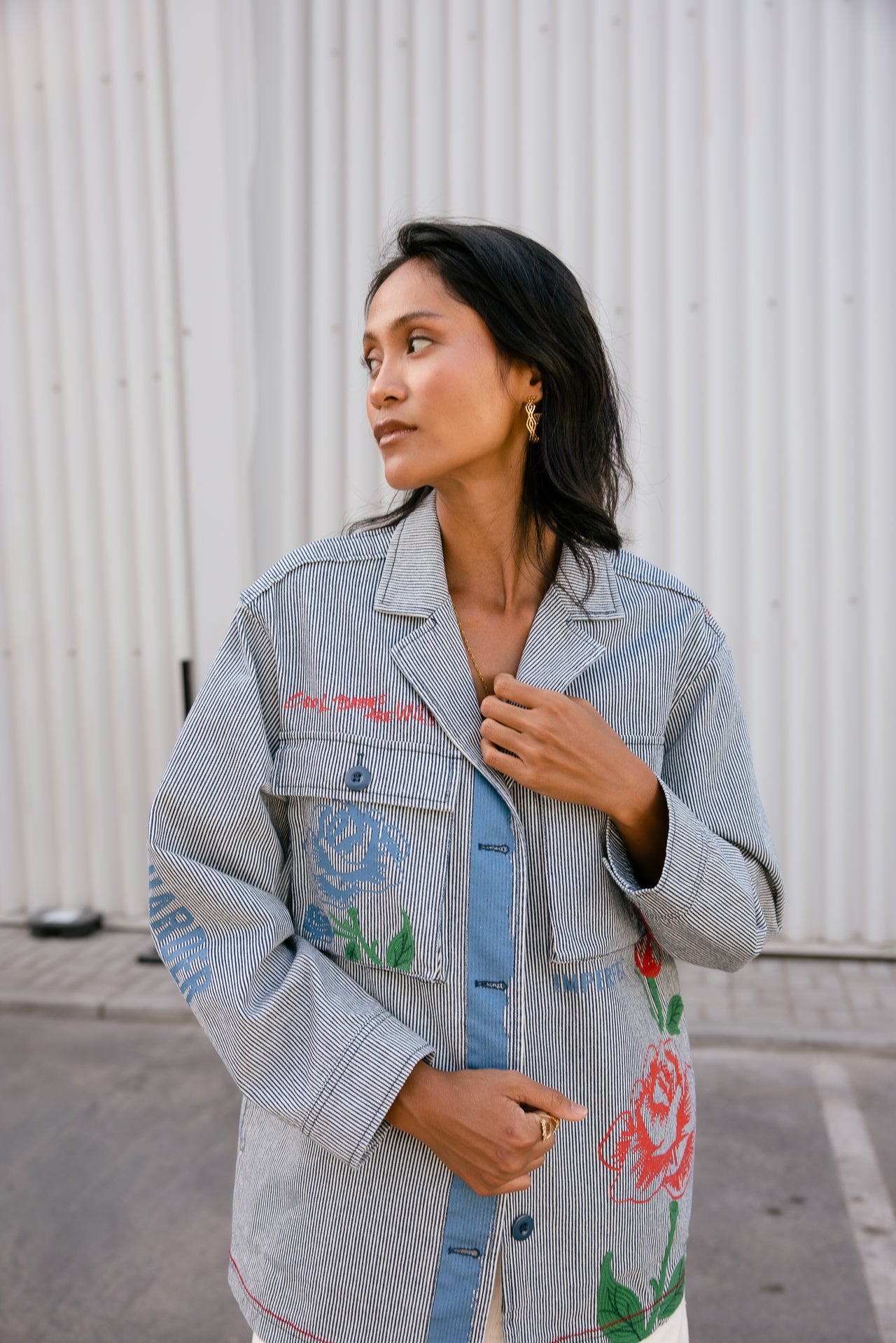 

Surchemise à patches Femme Venty Stripes&Roses medium blue | Freeman T. Porter