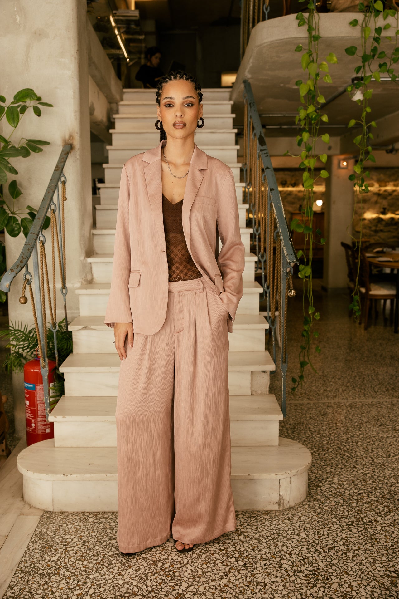 

Veste blazer oversize texturé Femme Maria Creased old pink | Freeman T. Porter