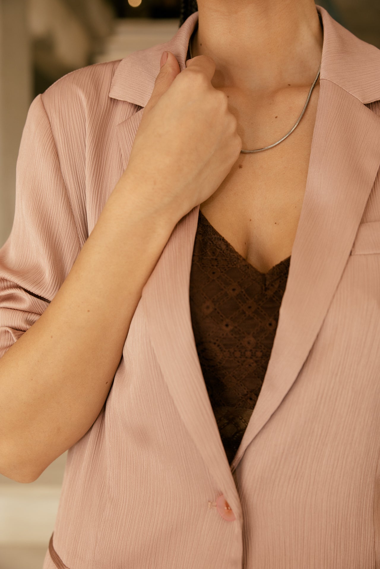 

Veste blazer oversize texturé Femme Maria Creased old pink | Freeman T. Porter