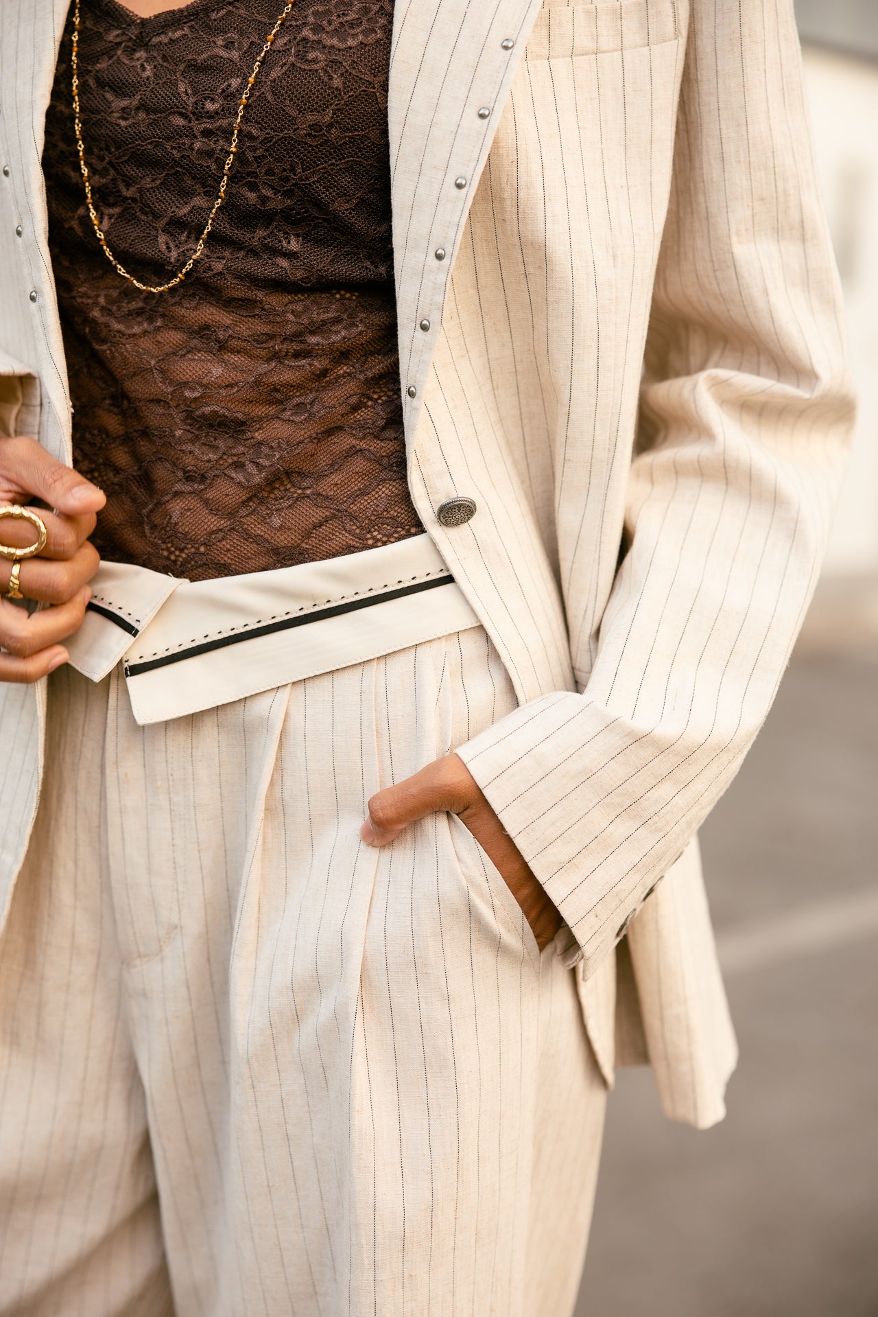 

Oversize-Blazer Damen Maria Lovina pearled ivory | Freeman T. Porter