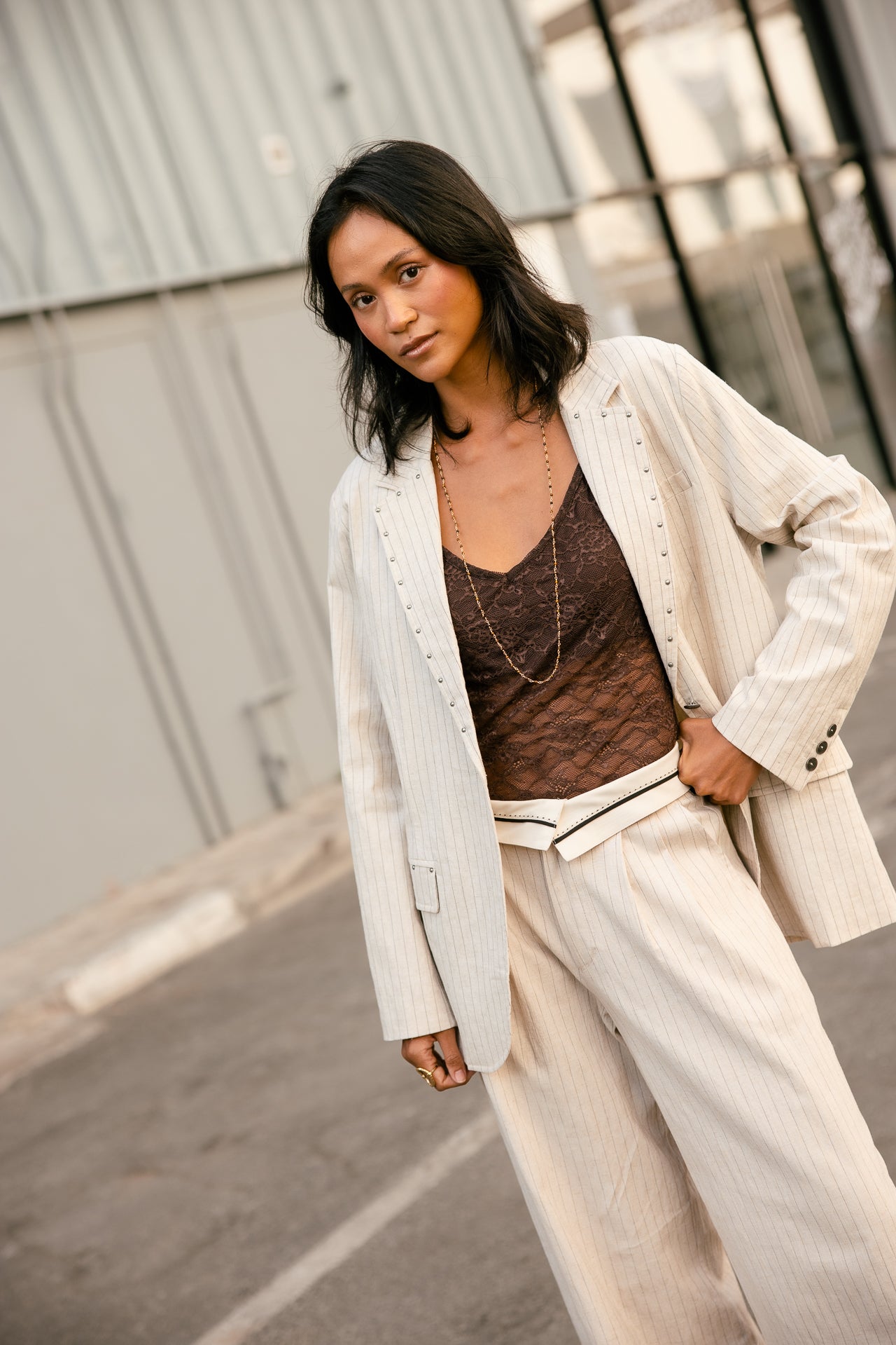 

Oversize-Blazer Damen Maria Lovina pearled ivory | Freeman T. Porter