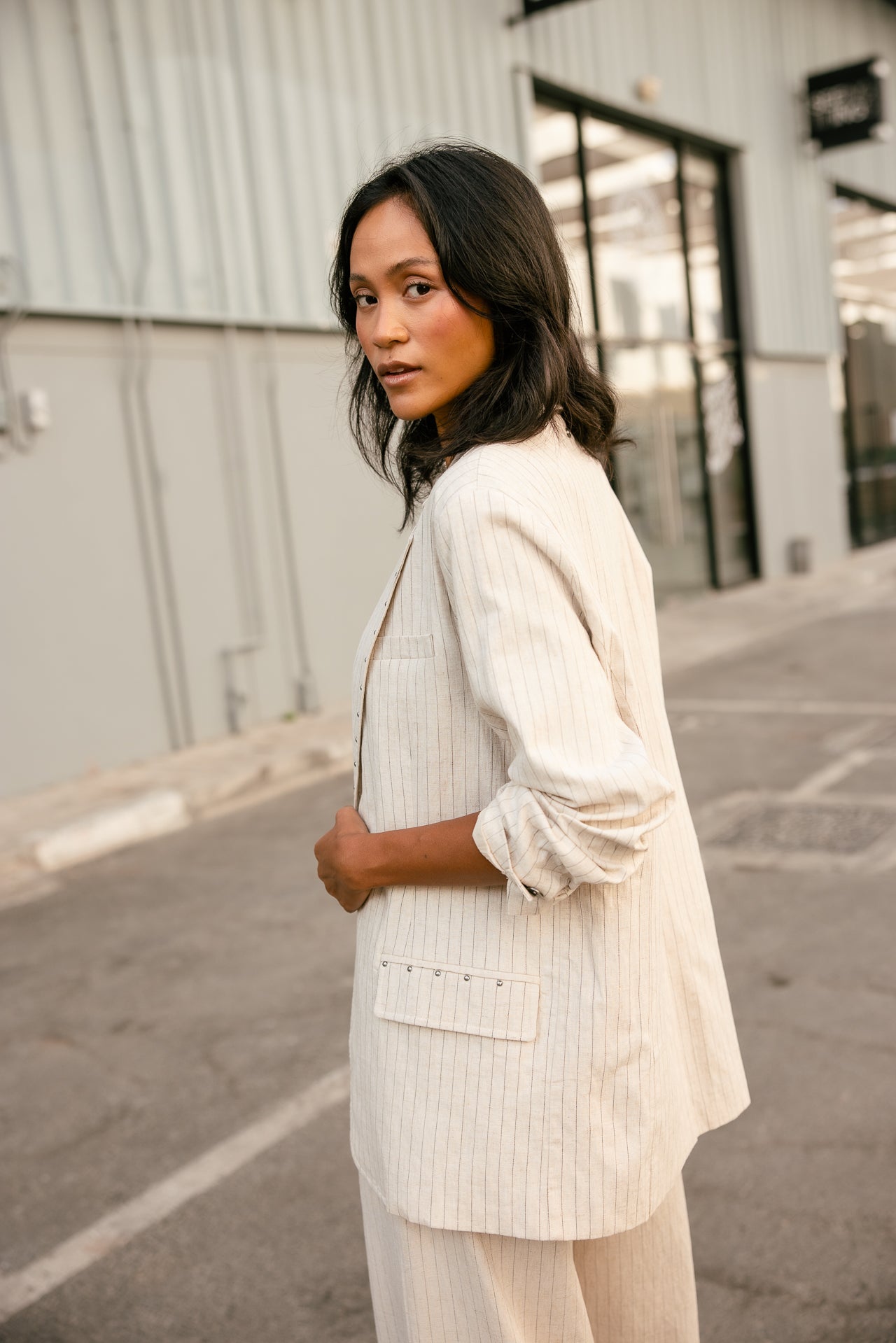 

Oversize-Blazer Damen Maria Lovina pearled ivory | Freeman T. Porter