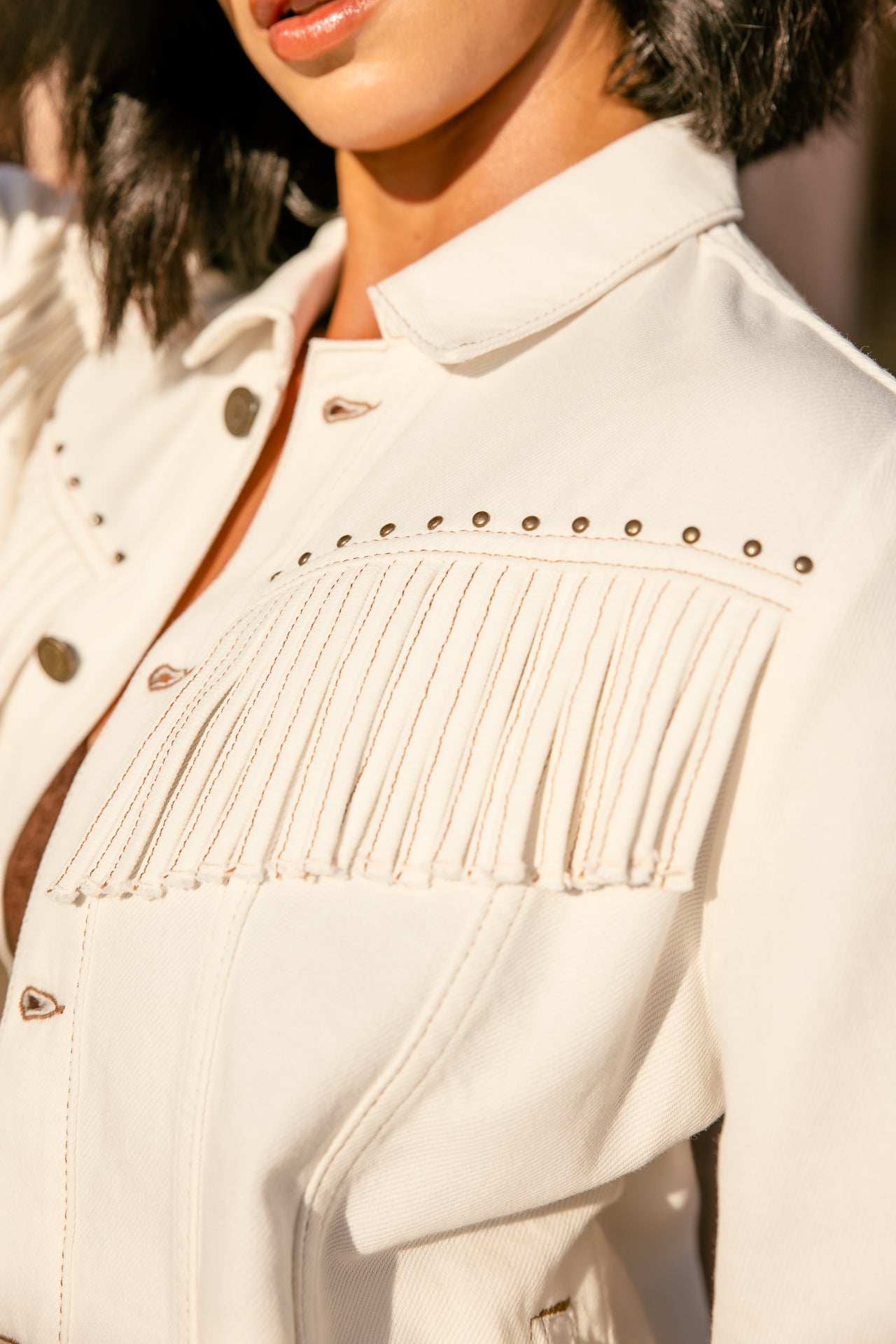 

Veste à franges Femme Poca Caicos off white | Freeman T. Porter