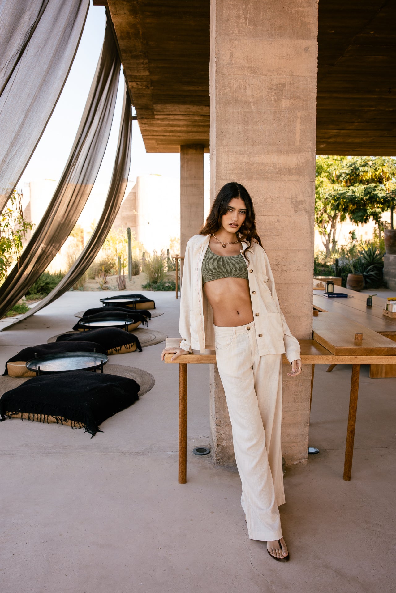 

Gerade geschnittener Blazer Damen Cleo Plain Lin macadamia | Freeman T. Porter