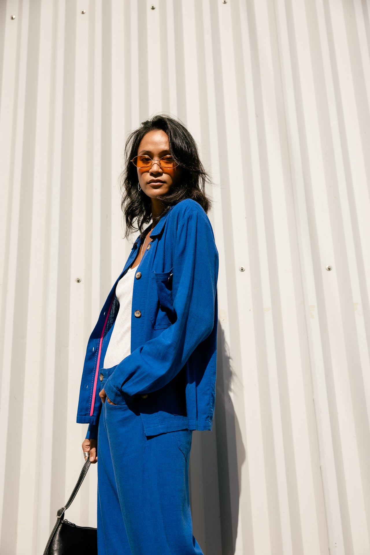 

Veste droite Femme Cleo Plain Lin dazzling blue | Freeman T. Porter