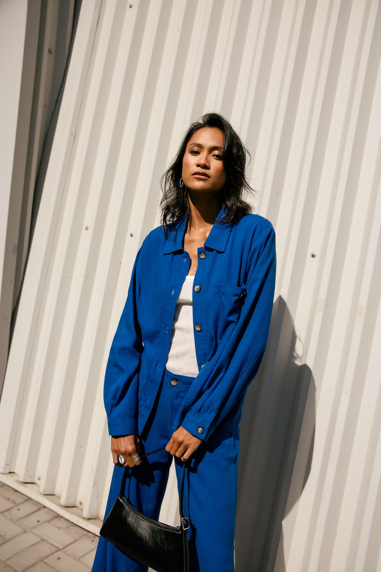 

Veste droite Femme Cleo Plain Lin dazzling blue | Freeman T. Porter