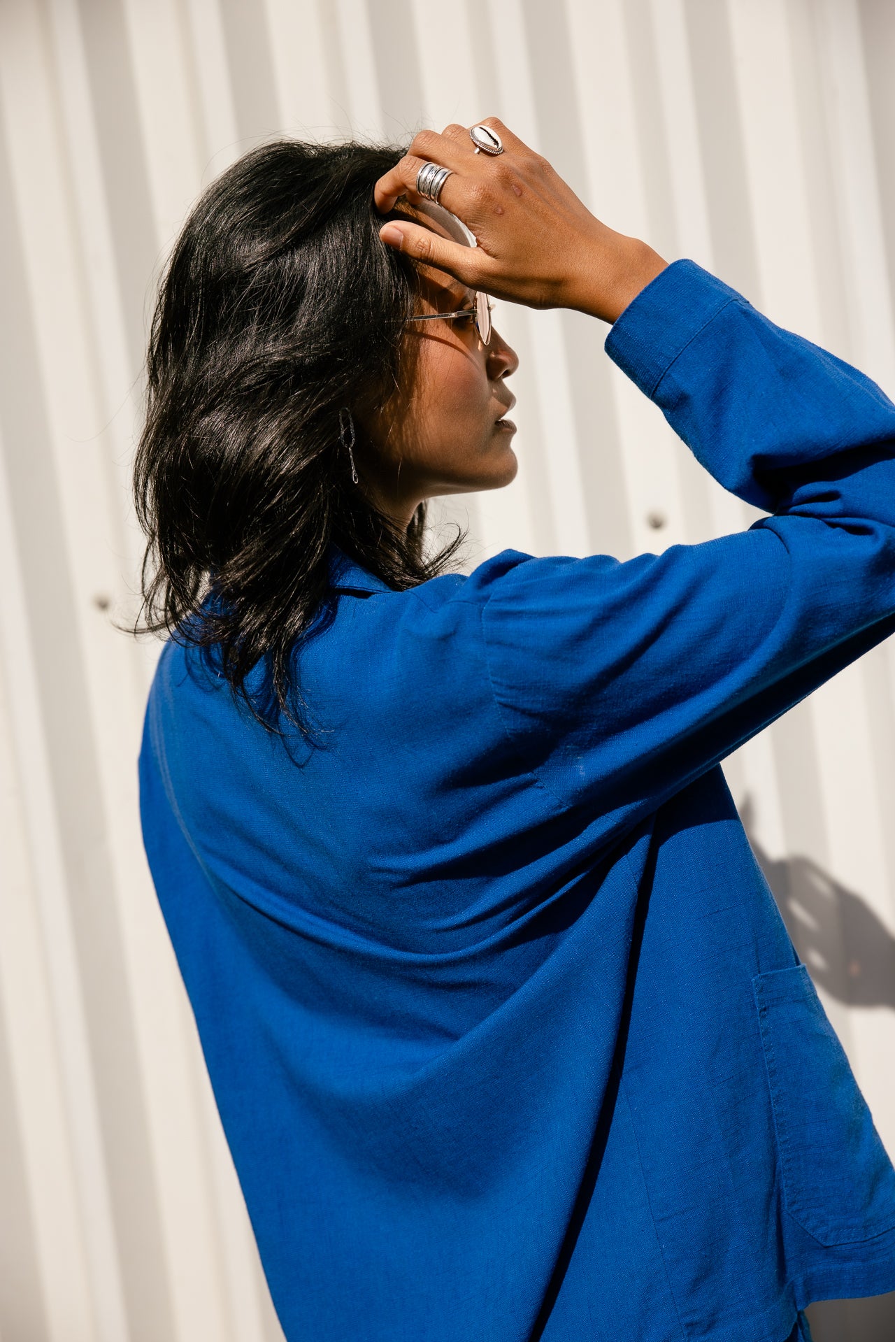 

Veste droite Femme Cleo Plain Lin dazzling blue | Freeman T. Porter