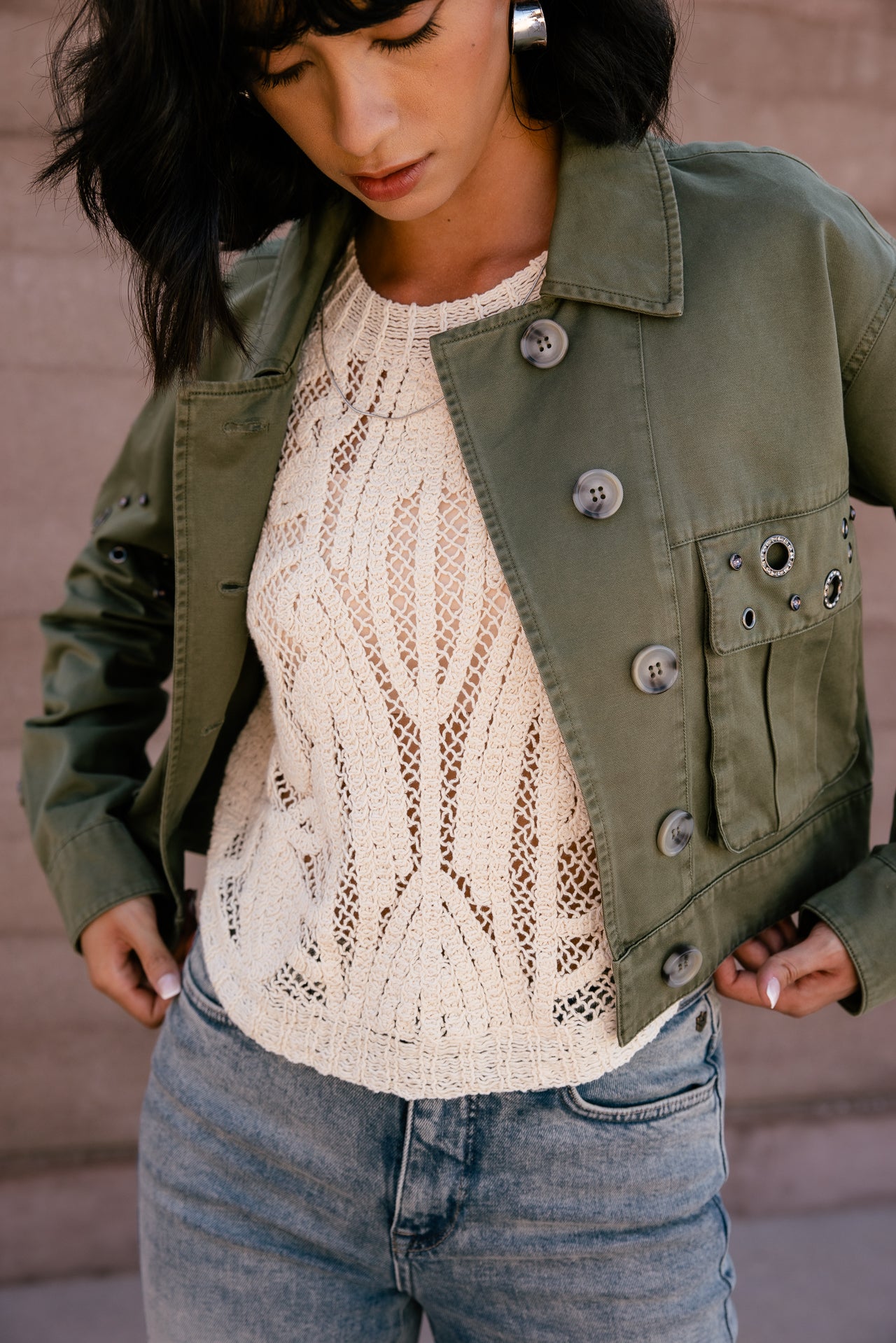 

Veste courte à oeillets Femme Vely Plain four leaf clover | Freeman T. Porter