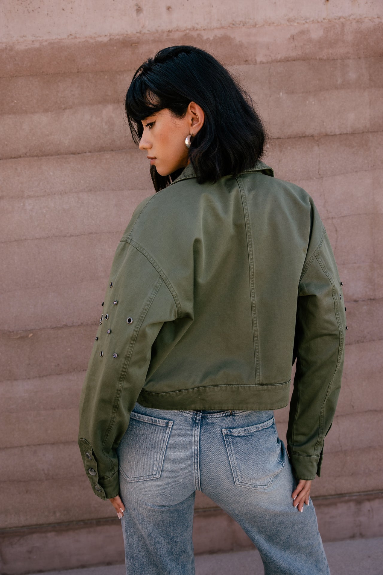 

Kurze Jacke mit Ösen Damen Vely Plain four leaf clover | Freeman T. Porter