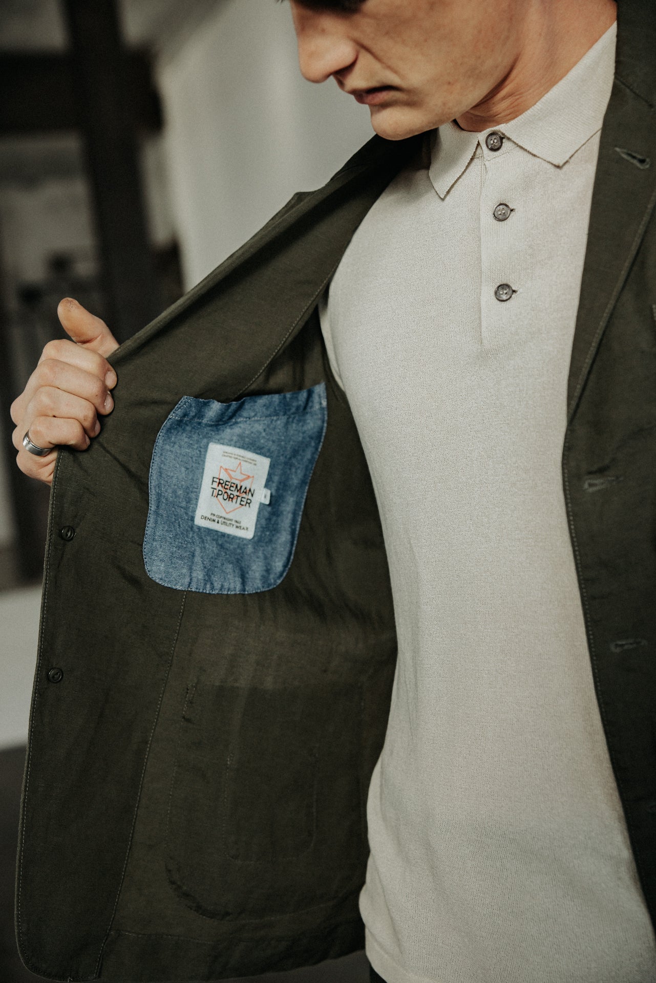 

Utility-Blazerjacke Herren Bank Somero khaki | Freeman T. Porter