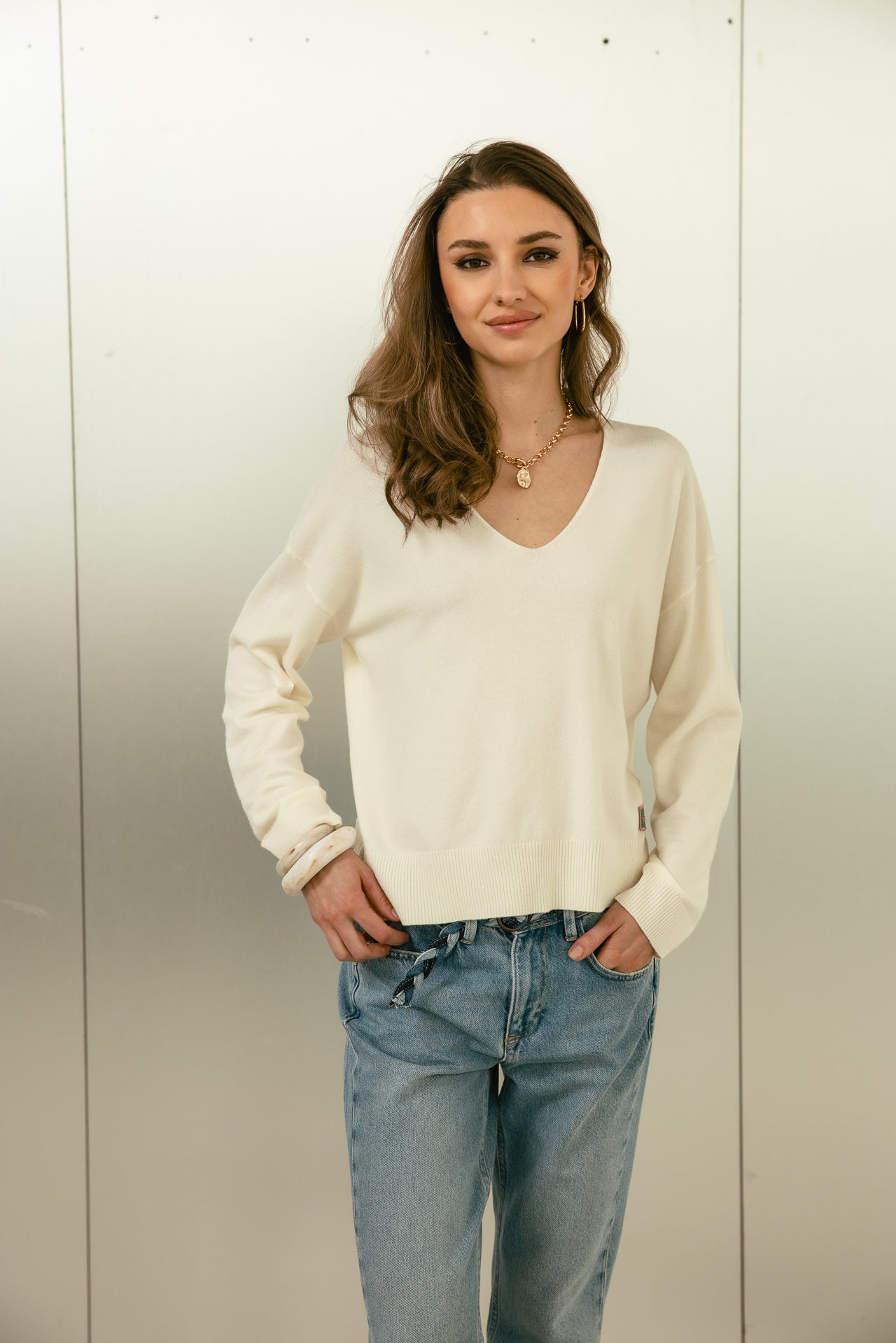 
              

Pull ample Femme Pram Summer pearled ivory | Freeman T. Porter
            