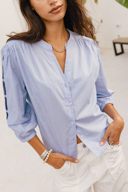 

Ausgestellte Ajour-Bluse Damen Challyne Nostalgia blue | Freeman T. Porter