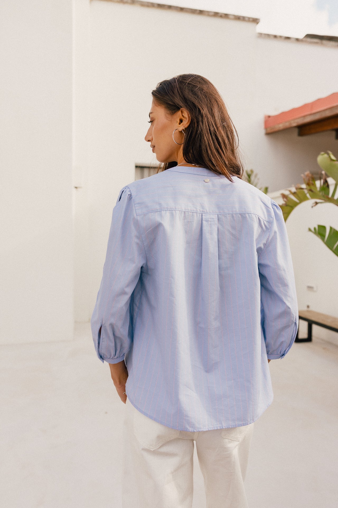 

Blouse évasée ajourée Femme Challyne Nostalgia blue | Freeman T. Porter