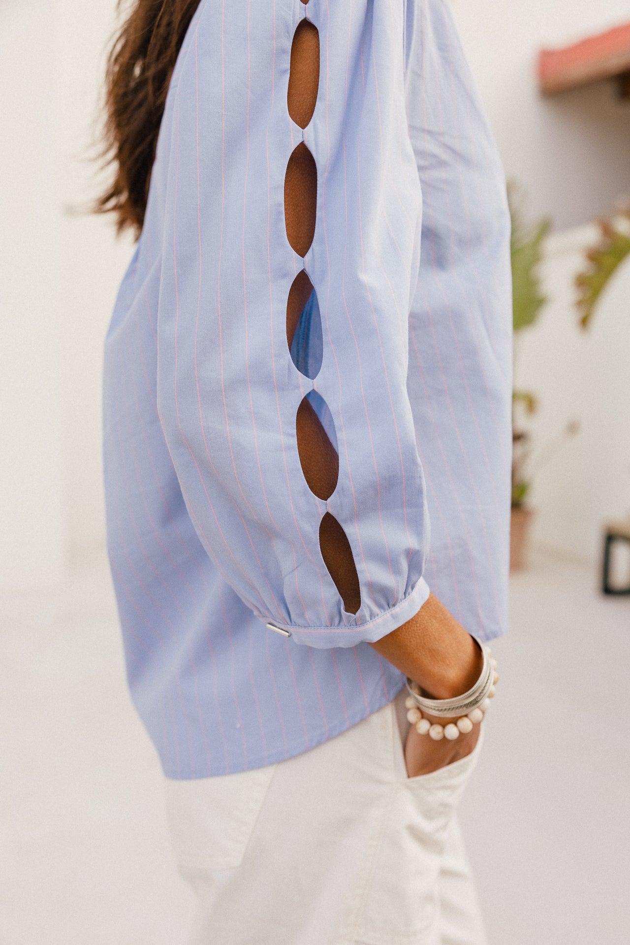 

Blouse évasée ajourée Femme Challyne Nostalgia blue | Freeman T. Porter