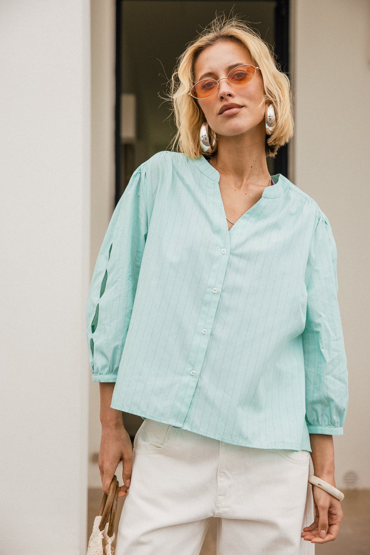   
            

Blouse évasée ajourée Femme Challyne Nostalgia green | Freeman T. Porter
          