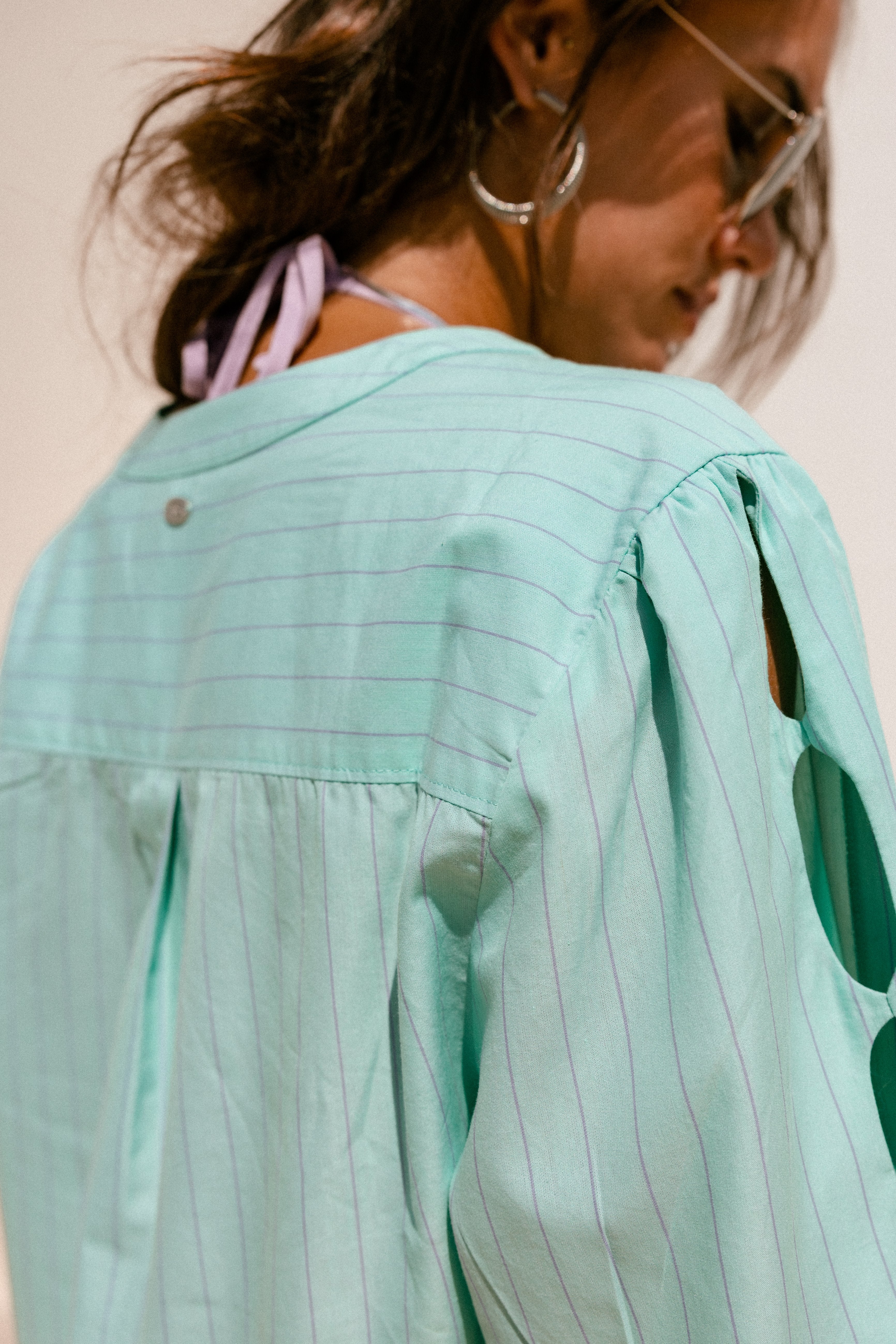 

Blouse évasée ajourée Femme Challyne Nostalgia green | Freeman T. Porter