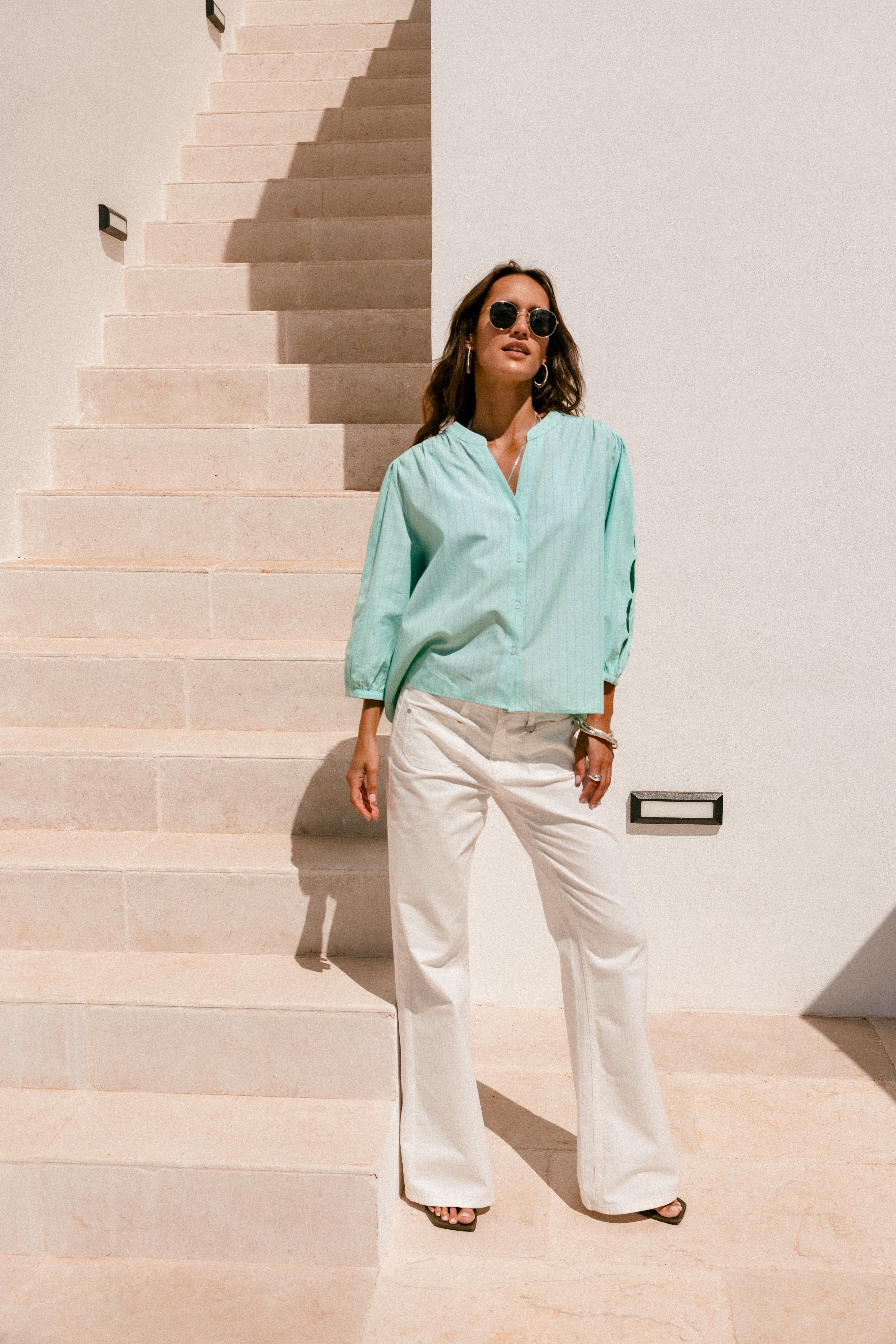

Blouse évasée ajourée Femme Challyne Nostalgia green | Freeman T. Porter