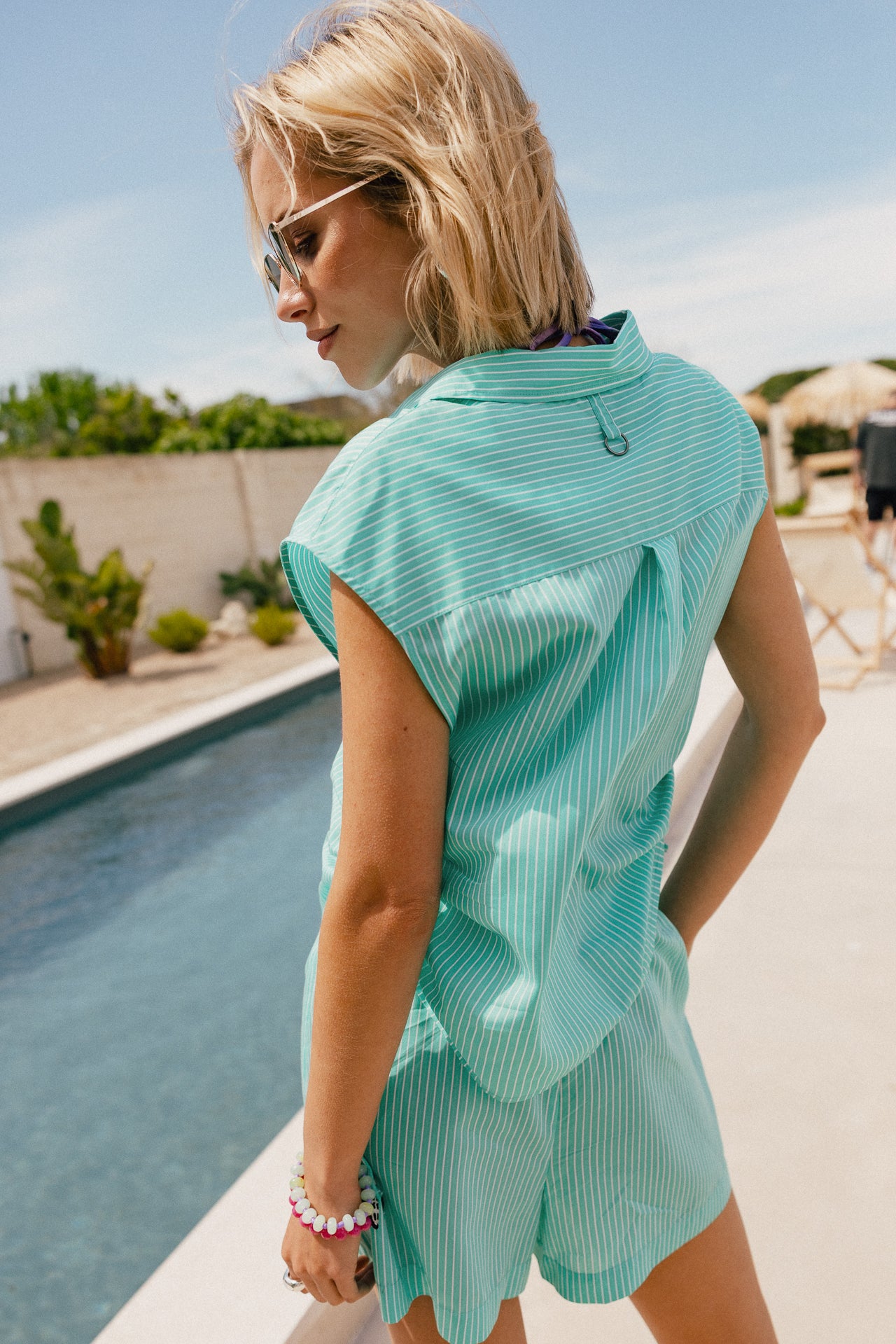 

Chemise sans manches à rayures Femme Chillane Stripped aqua | Freeman T. Porter