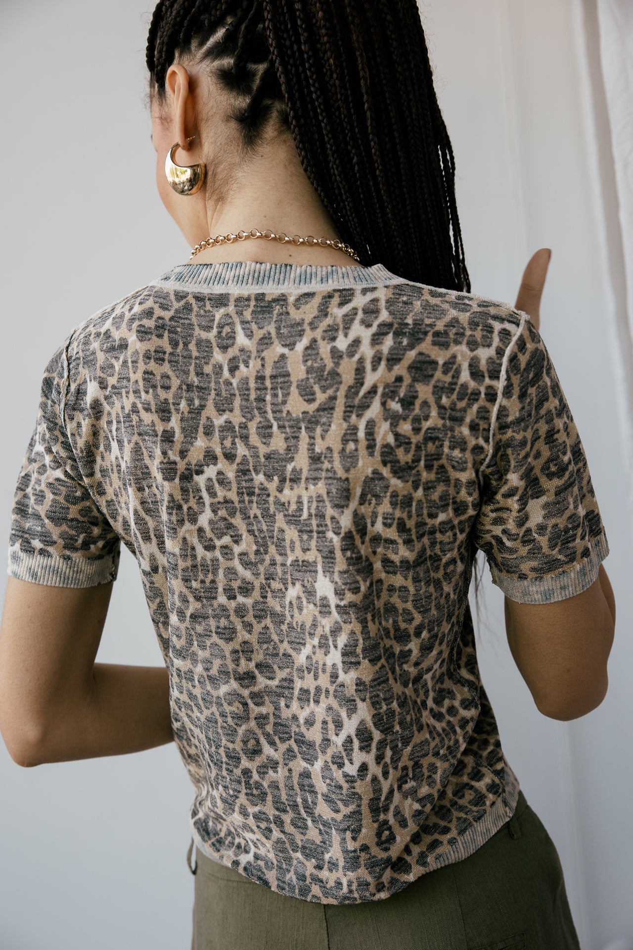 

T-Shirt aus schimmerndem Strick mit Aufdruck Damen Pheed Revers Leo ecru | Freeman T. Porter