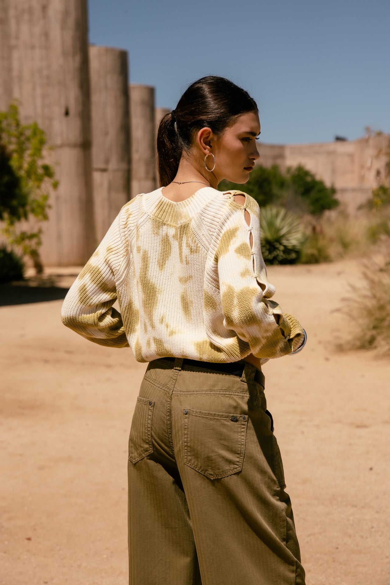 

Pull court ajouré sur les manches Femme Prenty Tie&Dye khaki | Freeman T. Porter